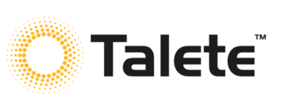 Logotipo de Talete con símbolo circular naranja y texto negro