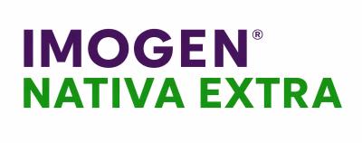 Logotipo IMOGEN NATIVA EXTRA en morado y verde sobre fondo blanco
