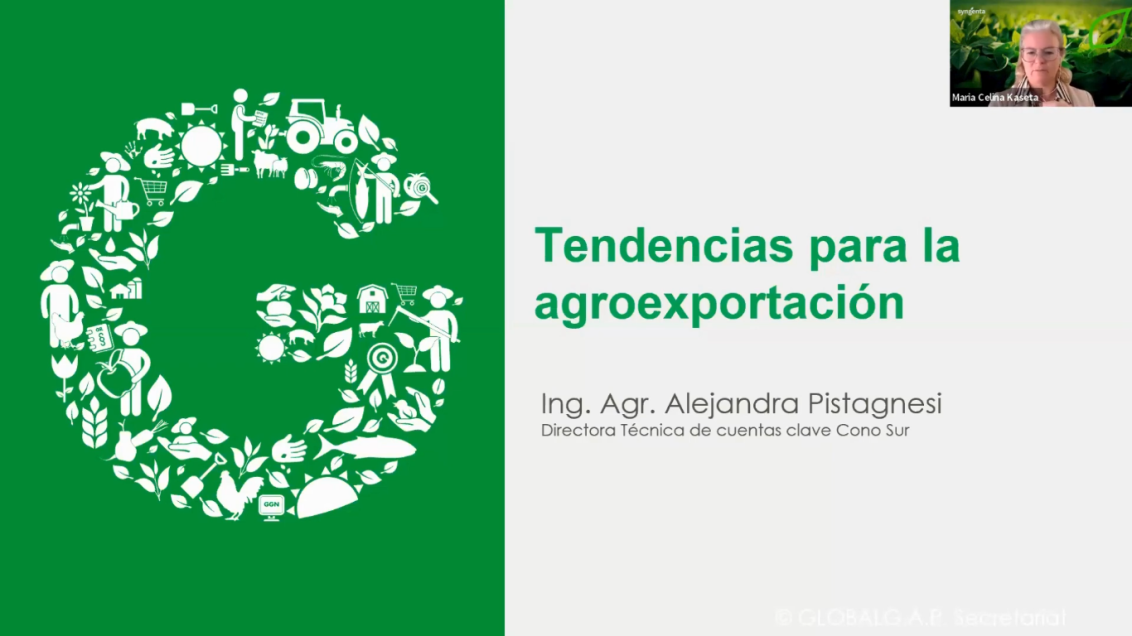Tendencia para la agroexportación. Webinar Syngenta + GLOBALG.A.P.. Alejandra Pistagnesi