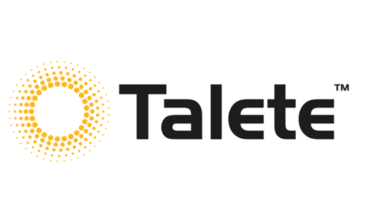 Logotipo de Talete con símbolo circular naranja y texto negro